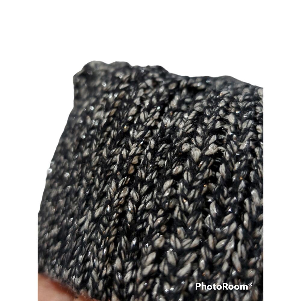 Lucky Brand | Sparkly Black & White Open Weave Sweater | Size Medium - Picture 3 of 6